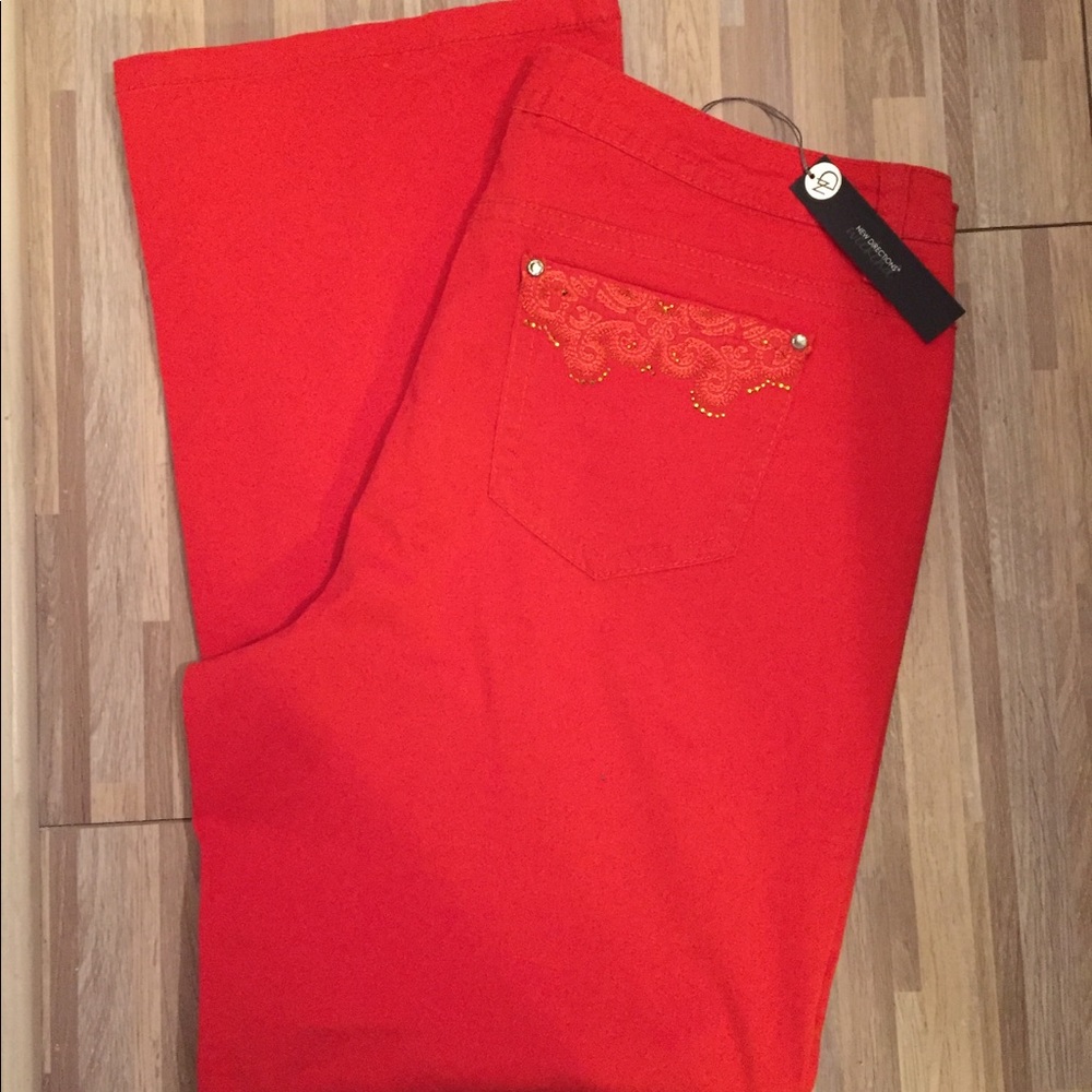 New Direction orange denim jeans size 18W bootcut